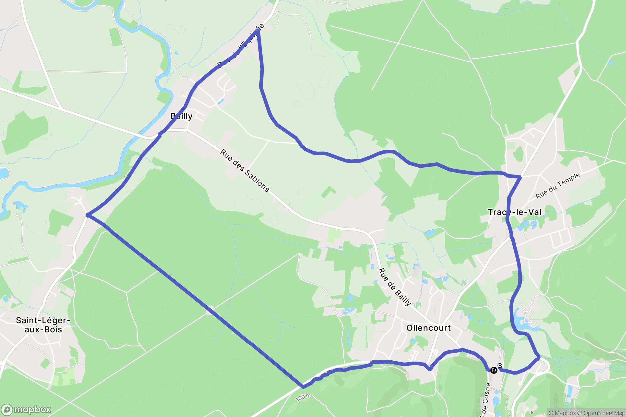 Tracy-le-Mont : carte du parcours de randonnée - France