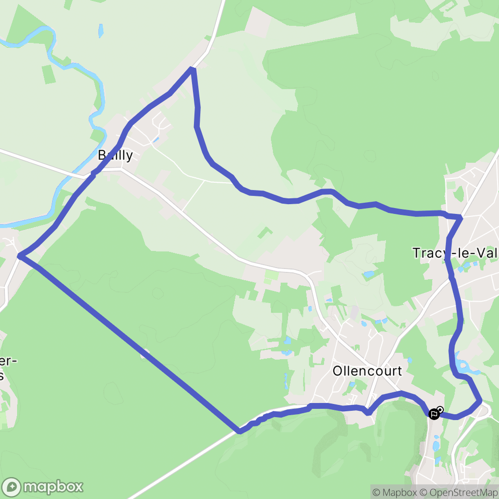 Tracy-le-Mont : carte du parcours de randonnée - France