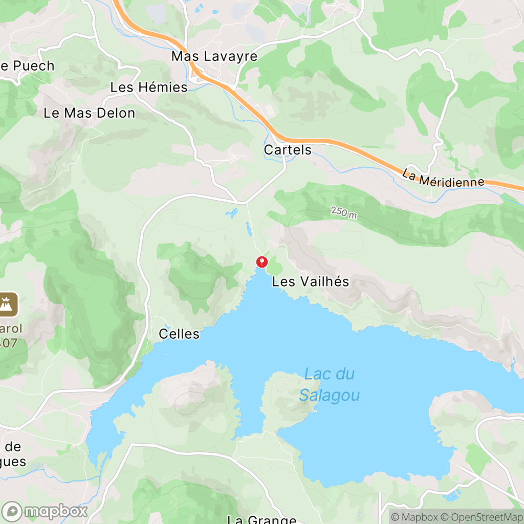 Carte de la zone de délimitation de randonnee-lac-du-salagou