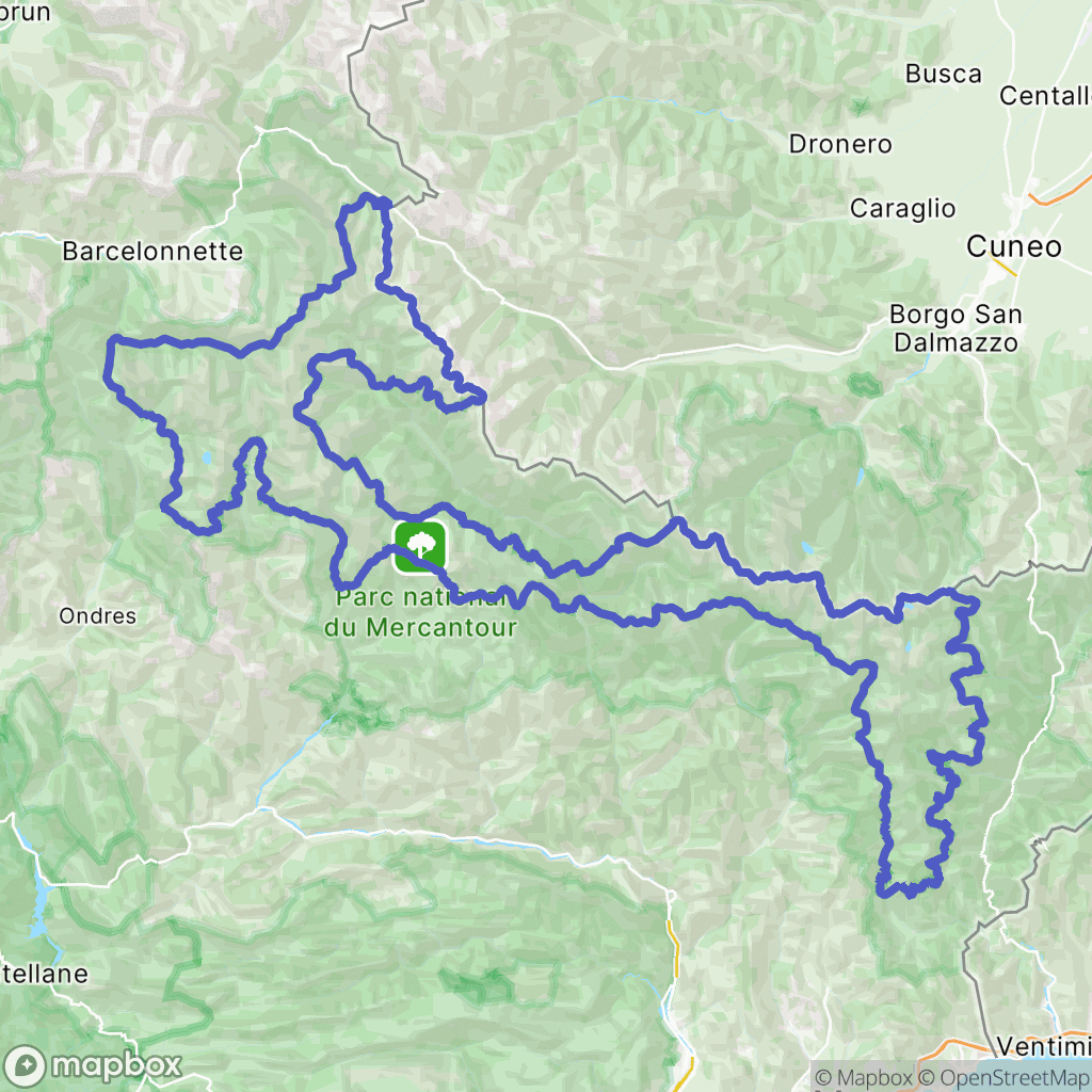 Carte de la zone de délimitation de randonnee-mercantour