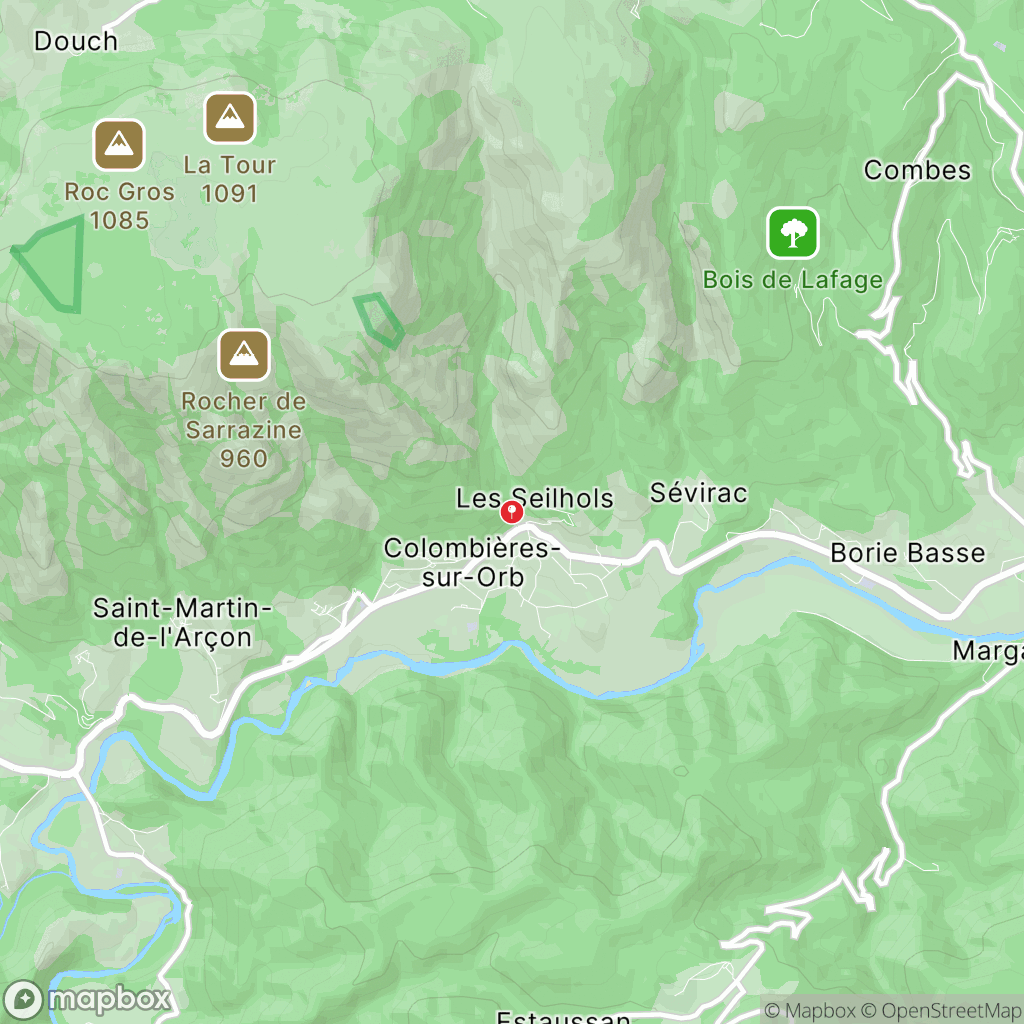 Carte de la zone de délimitation de randonnee-gorges-de-colombieres