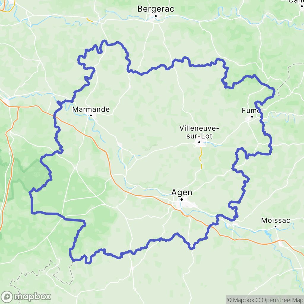 Carte de la zone de délimitation de lot-et-garonne