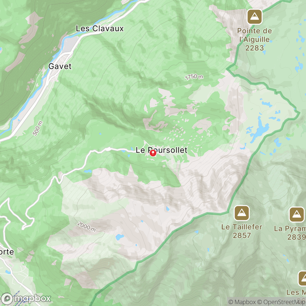 Lac du Poursollet : carte des parcours de randonnée - France