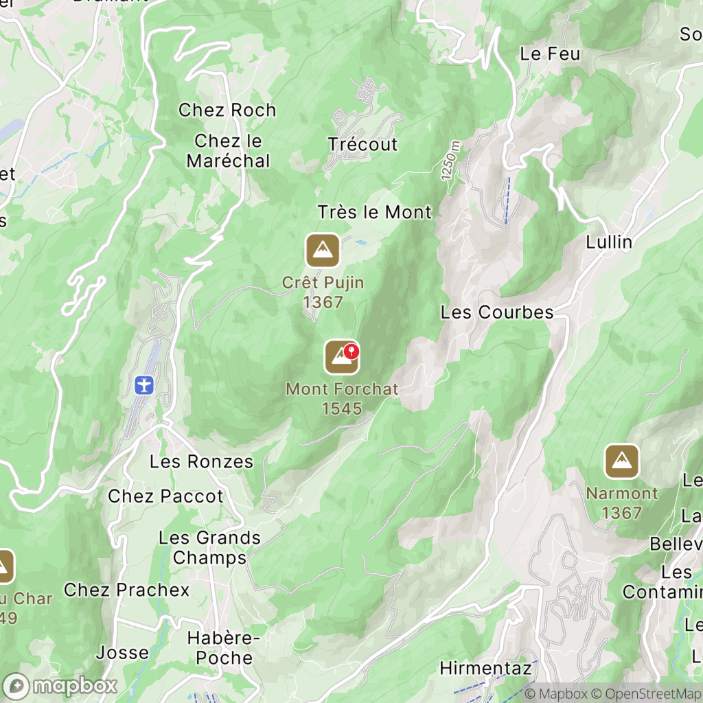 Mont Forchat : carte des parcours de randonnée - France