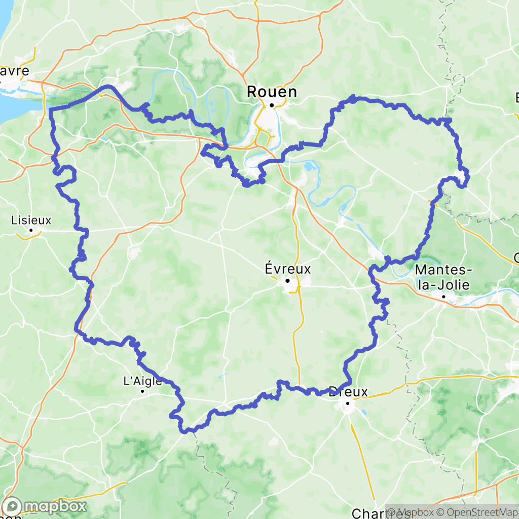 Eure : carte des parcours de randonnée - France