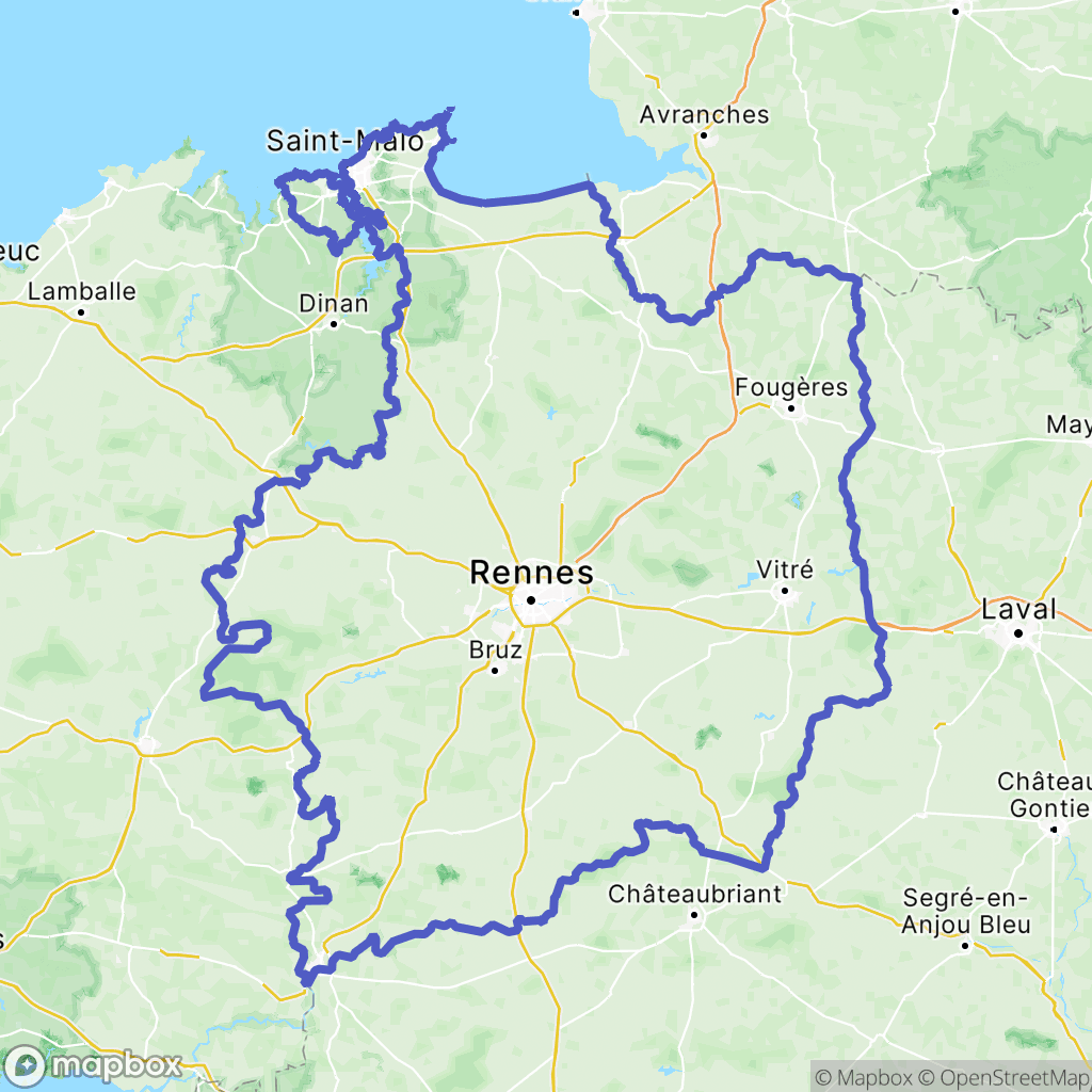 Ille-et-Vilaine : carte des parcours de randonnée - France
