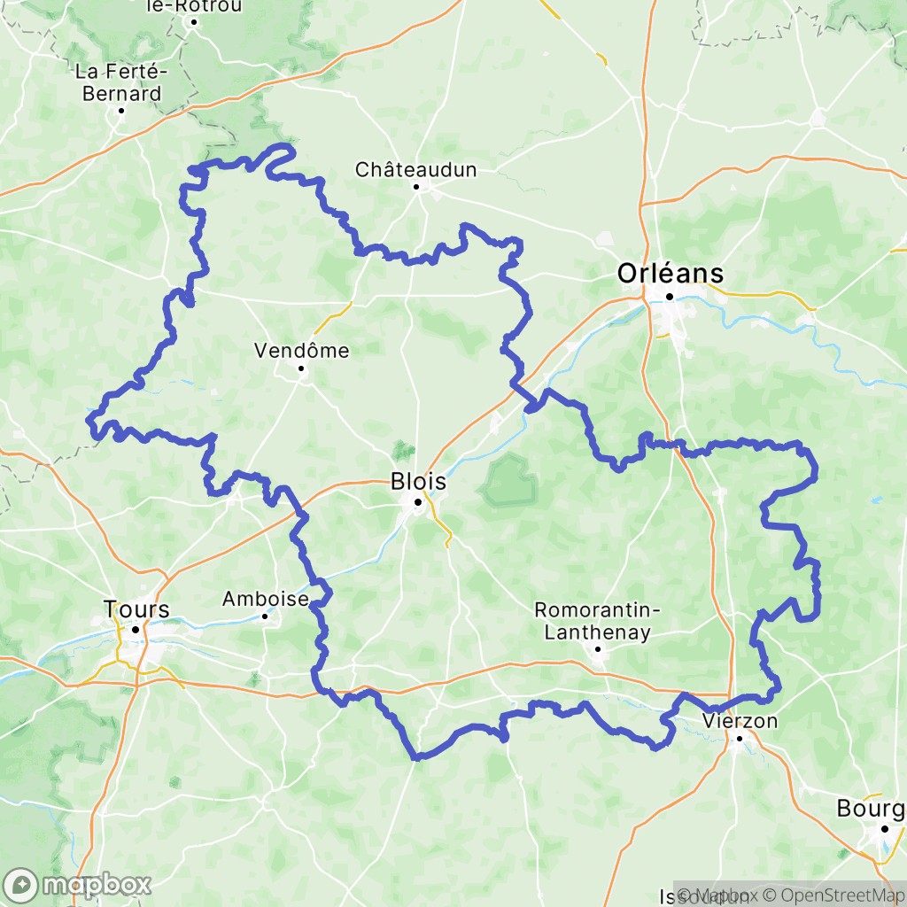 Loir-et-Cher : carte des parcours de randonnée - France