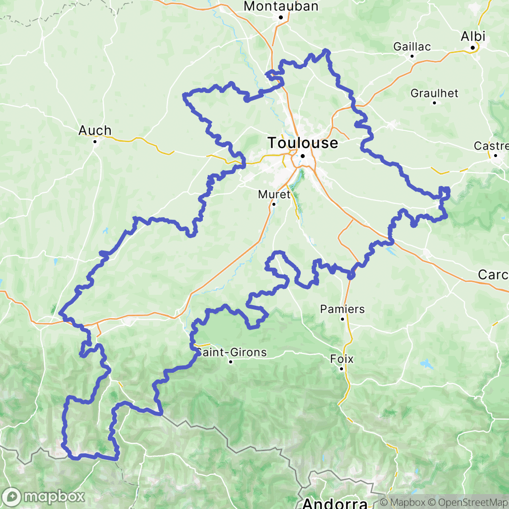 Carte de la zone de délimitation de haute-garonne