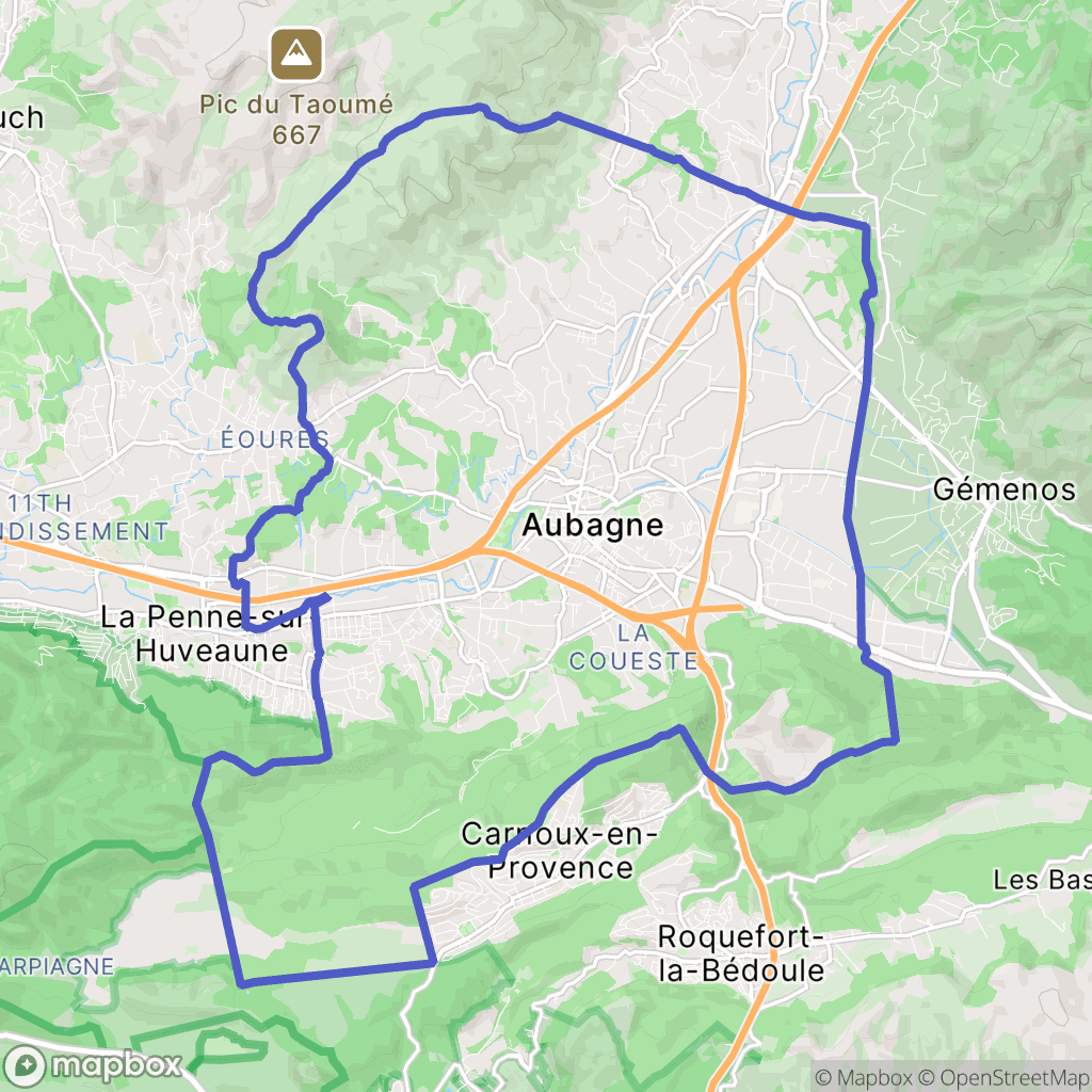 Carte de la zone de délimitation de aubagne