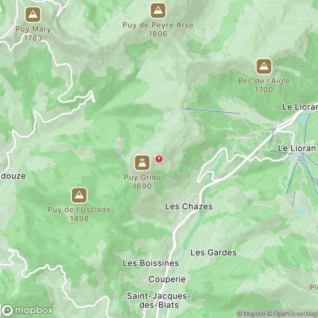 Carte de la zone de délimitation de randonnee-puy-griou-cantal
