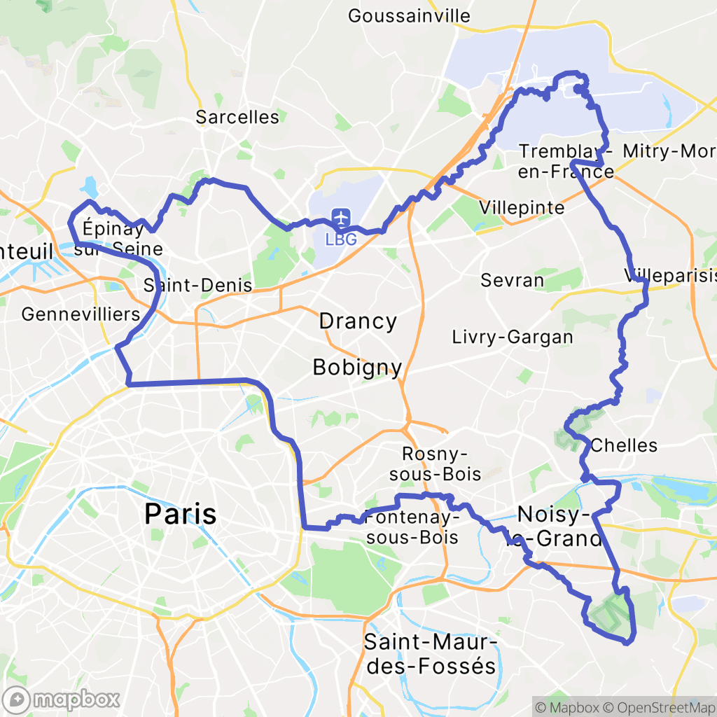 Seine-Saint-Denis : carte des parcours de randonnée - France