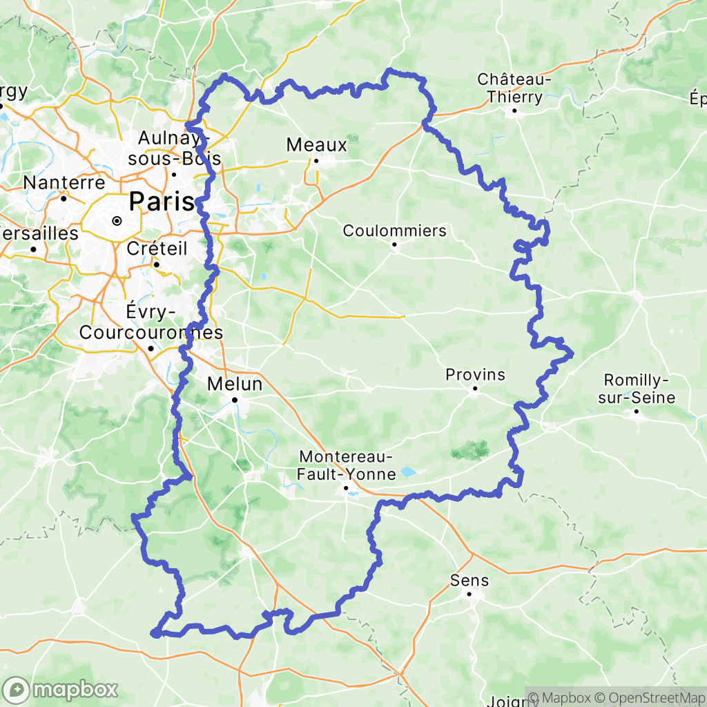 Seine-et-Marne : carte des parcours de randonnée - France