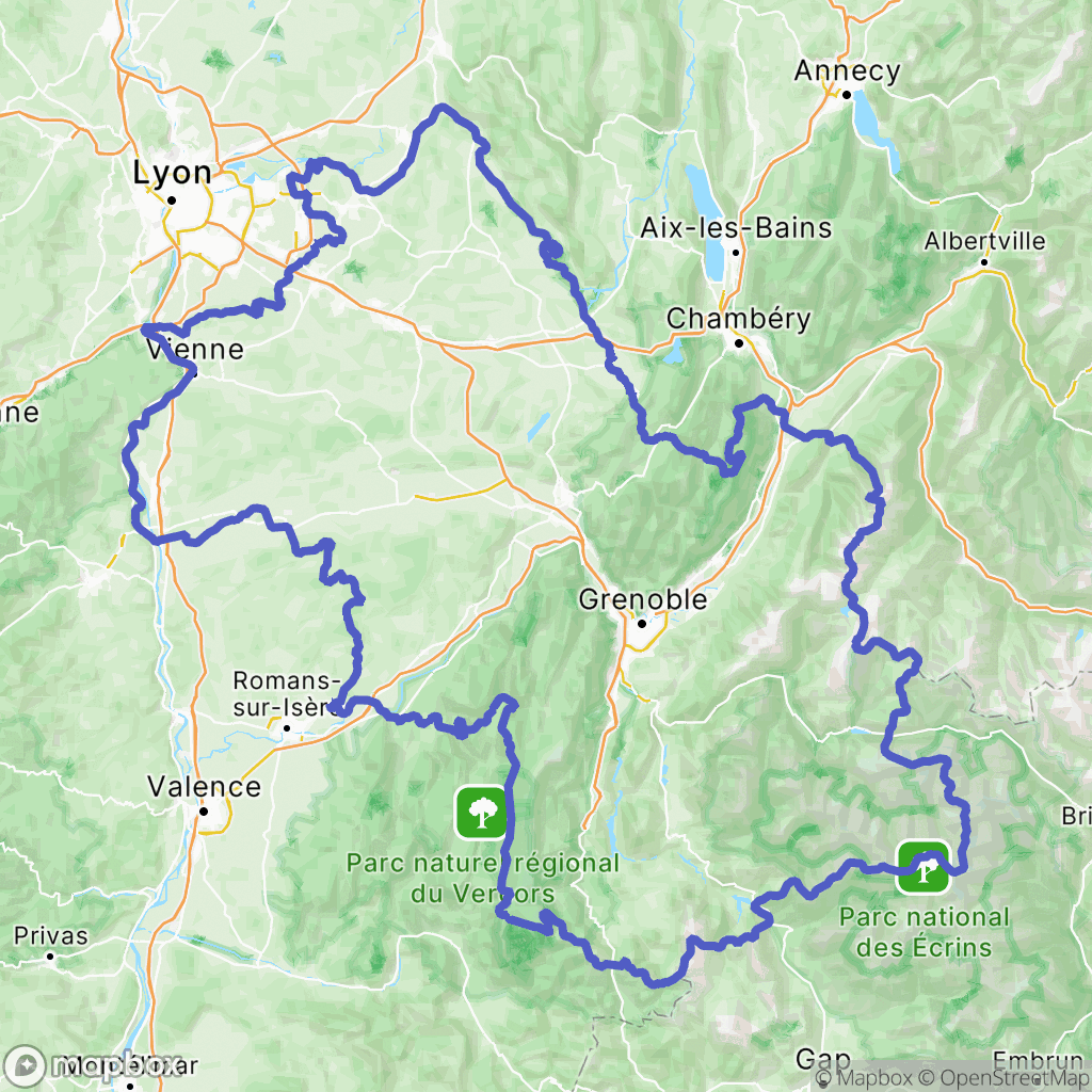 Carte de la zone de délimitation de randonnee-lac-isere