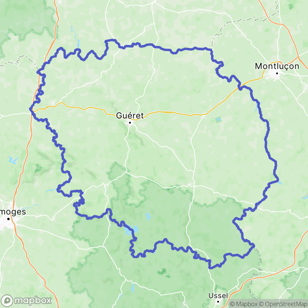 Creuse : carte des parcours de randonnée - France