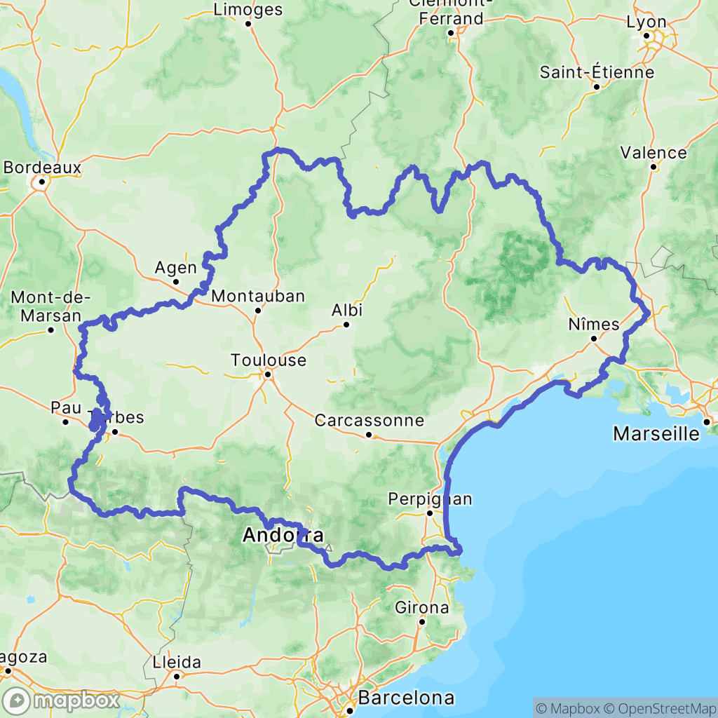 Carte de la zone de délimitation de occitanie