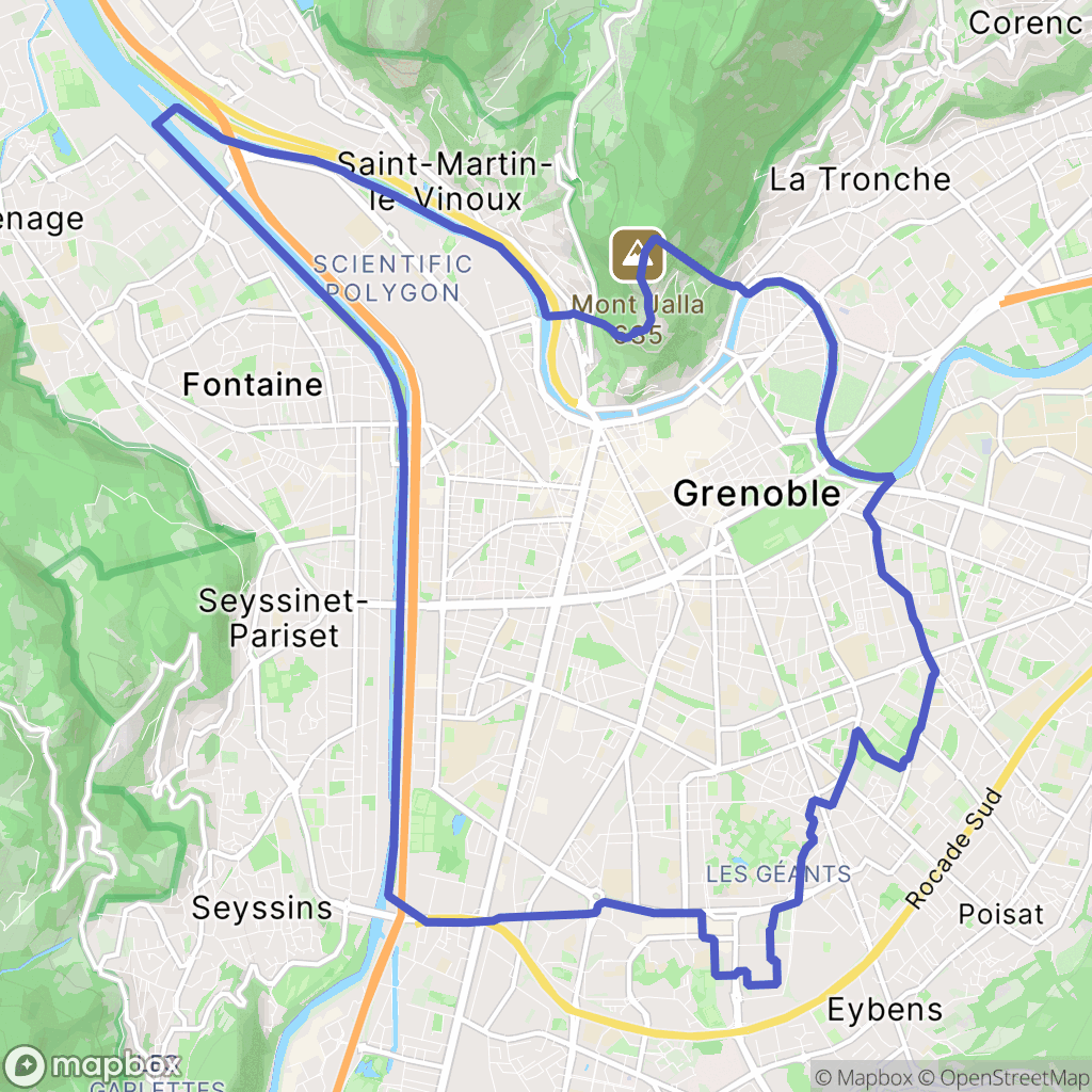 Carte de la zone de délimitation de grenoble