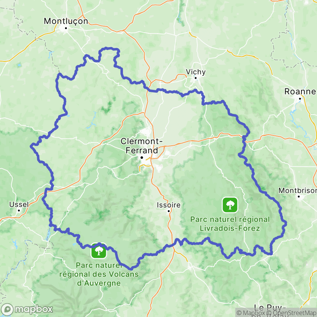 Carte de la zone de délimitation de puy-de-dome