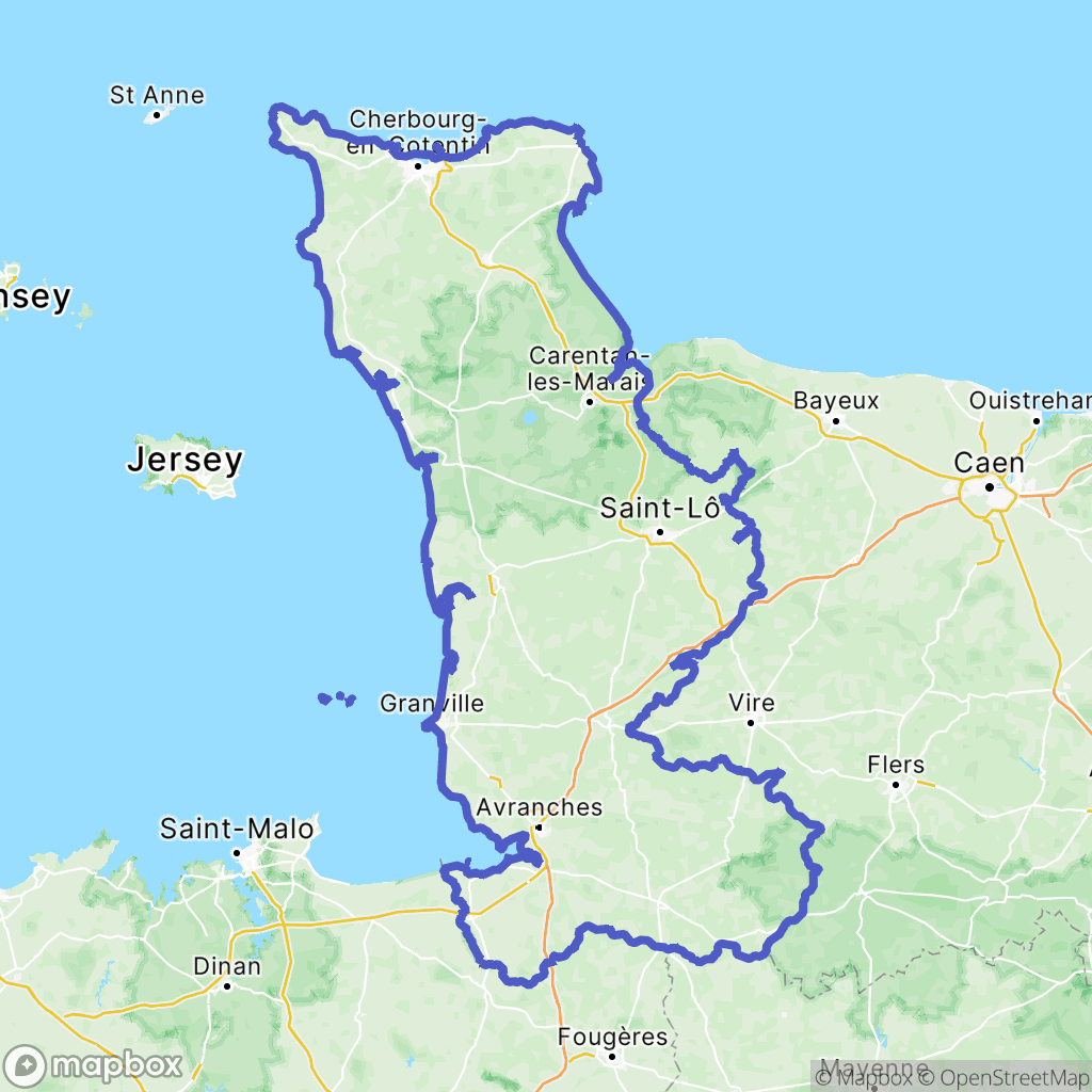 Manche : carte des parcours de randonnée - France