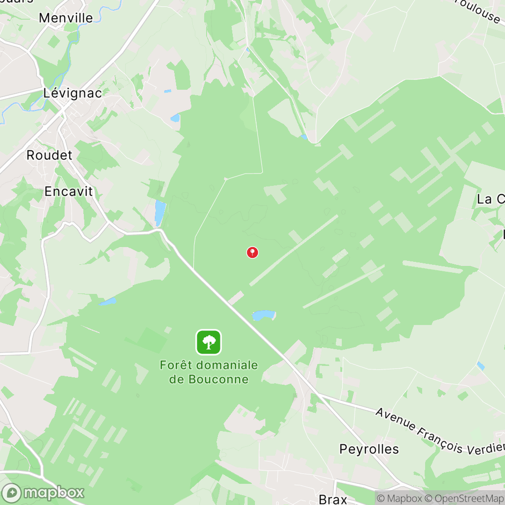 Carte de la zone de délimitation de randonnee-foret-de-bouconne-haute-garonne