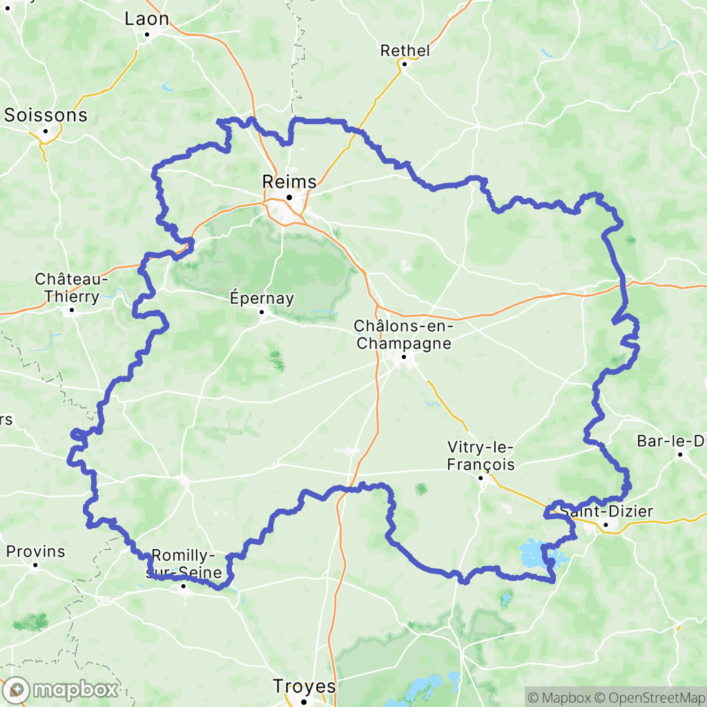 Marne : carte des parcours de randonnée - France
