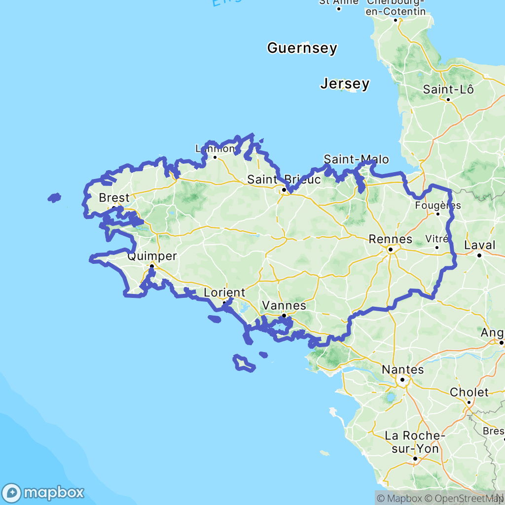 Carte de la zone de délimitation de bretagne