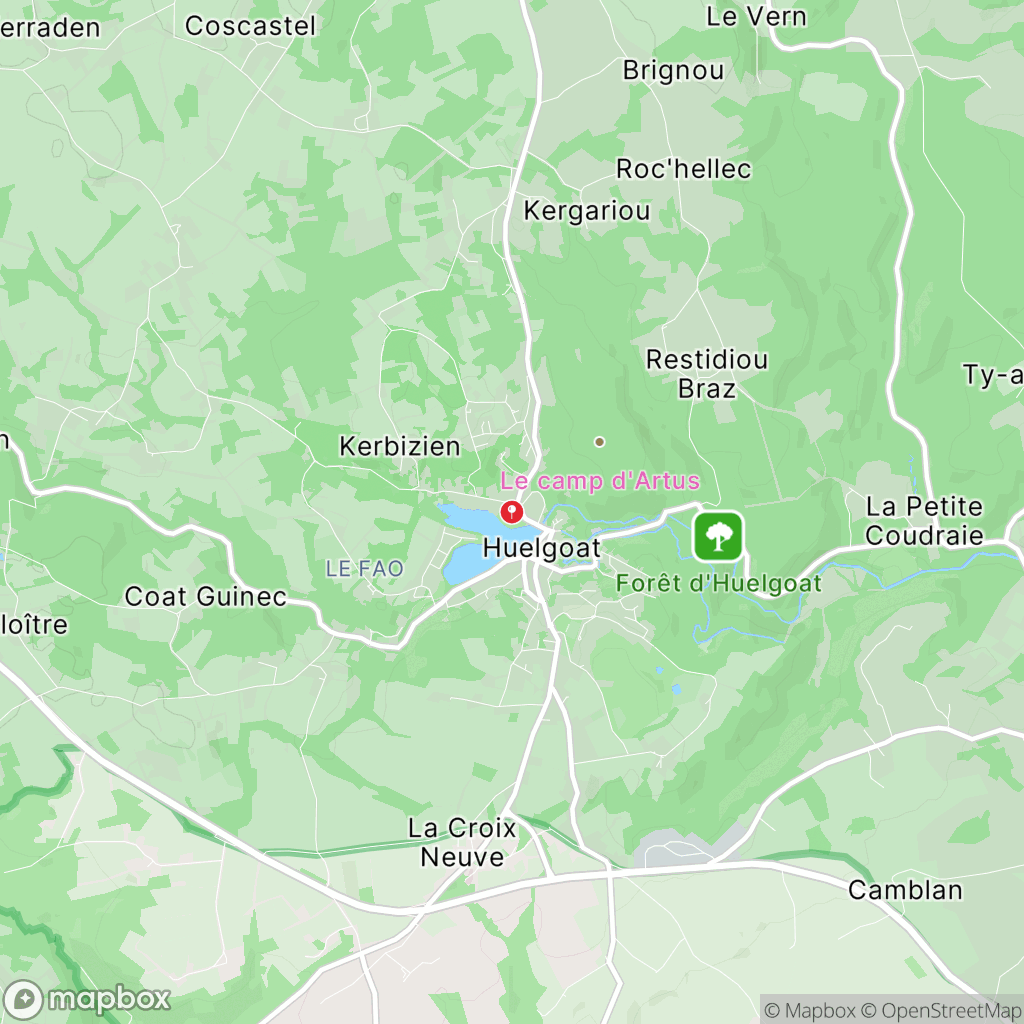 Carte de la zone de délimitation de randonnee-foret-de-huelgoat-finistere