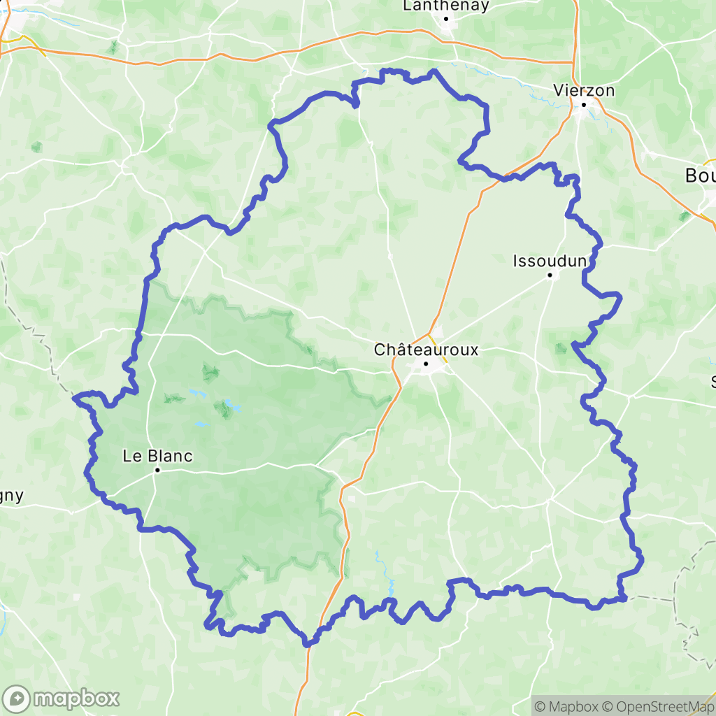Indre : carte des parcours de randonnée - France