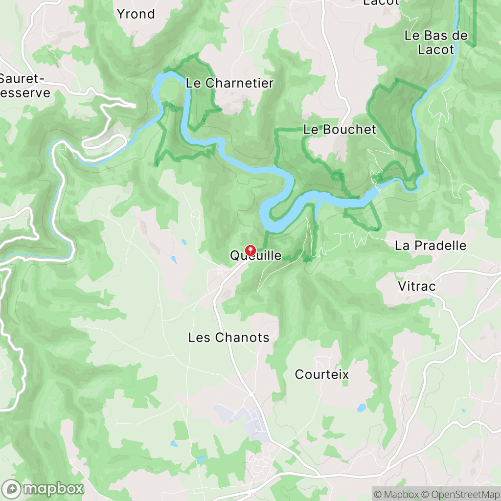 Méandre de Queuille : carte des parcours de randonnée - France