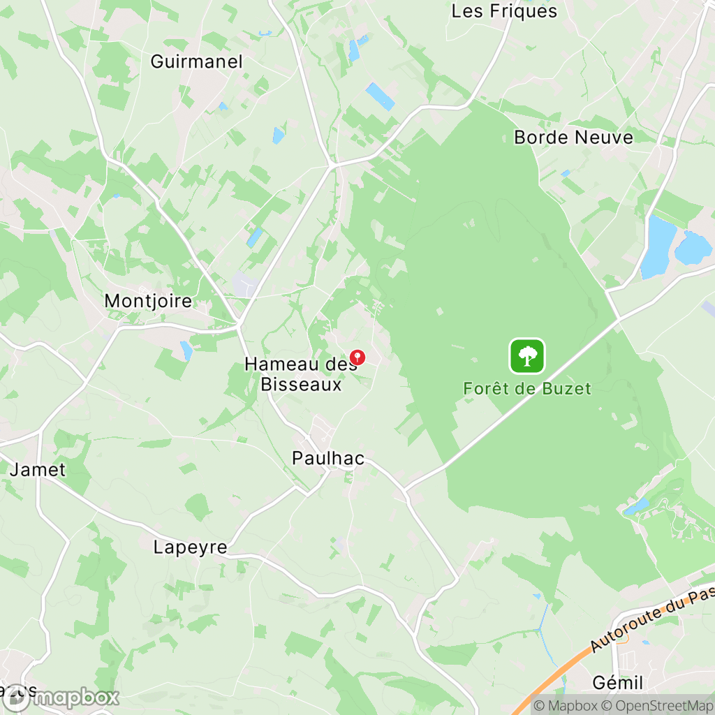 Carte de la zone de délimitation de randonnee-foret-de-buzet-haute-garonne
