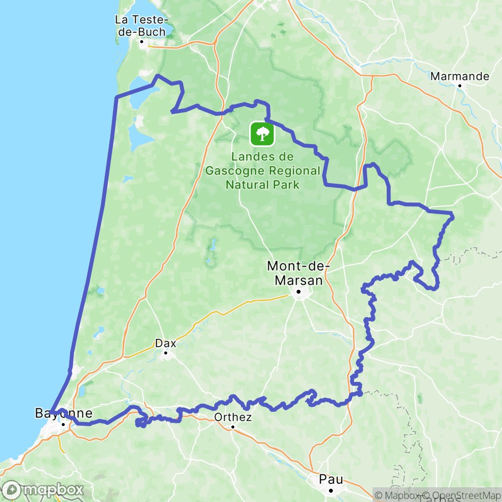 Landes : carte des parcours de randonnée - France