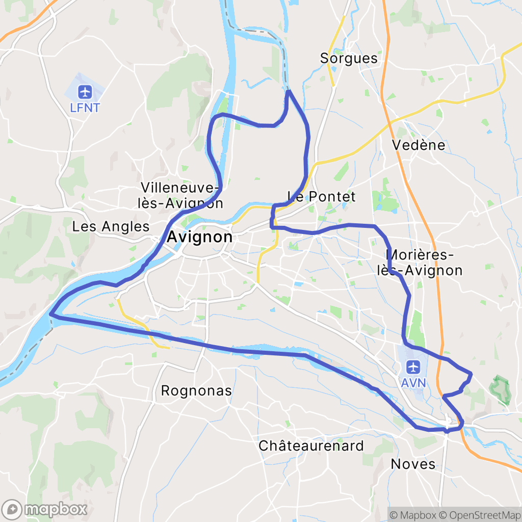 Avignon : carte des parcours de randonnée - France