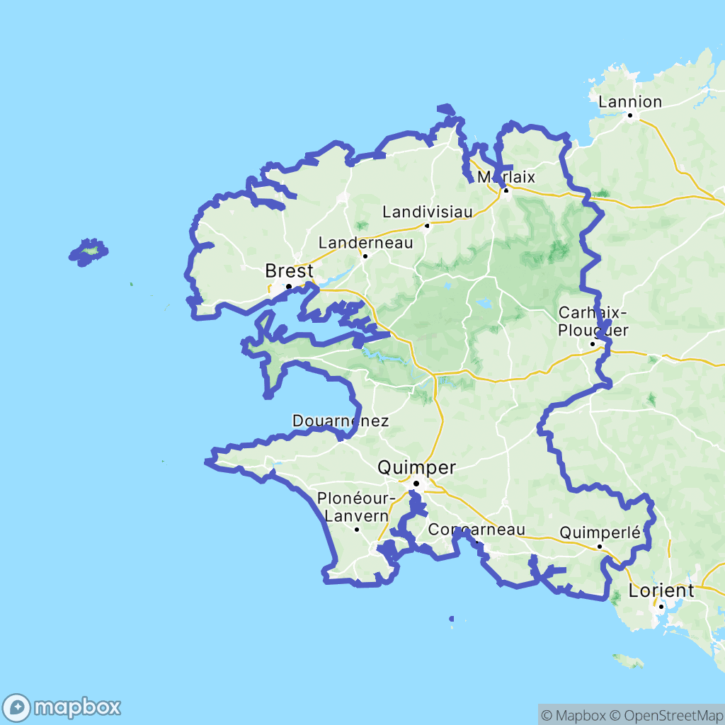 Carte de la zone de délimitation de finistere