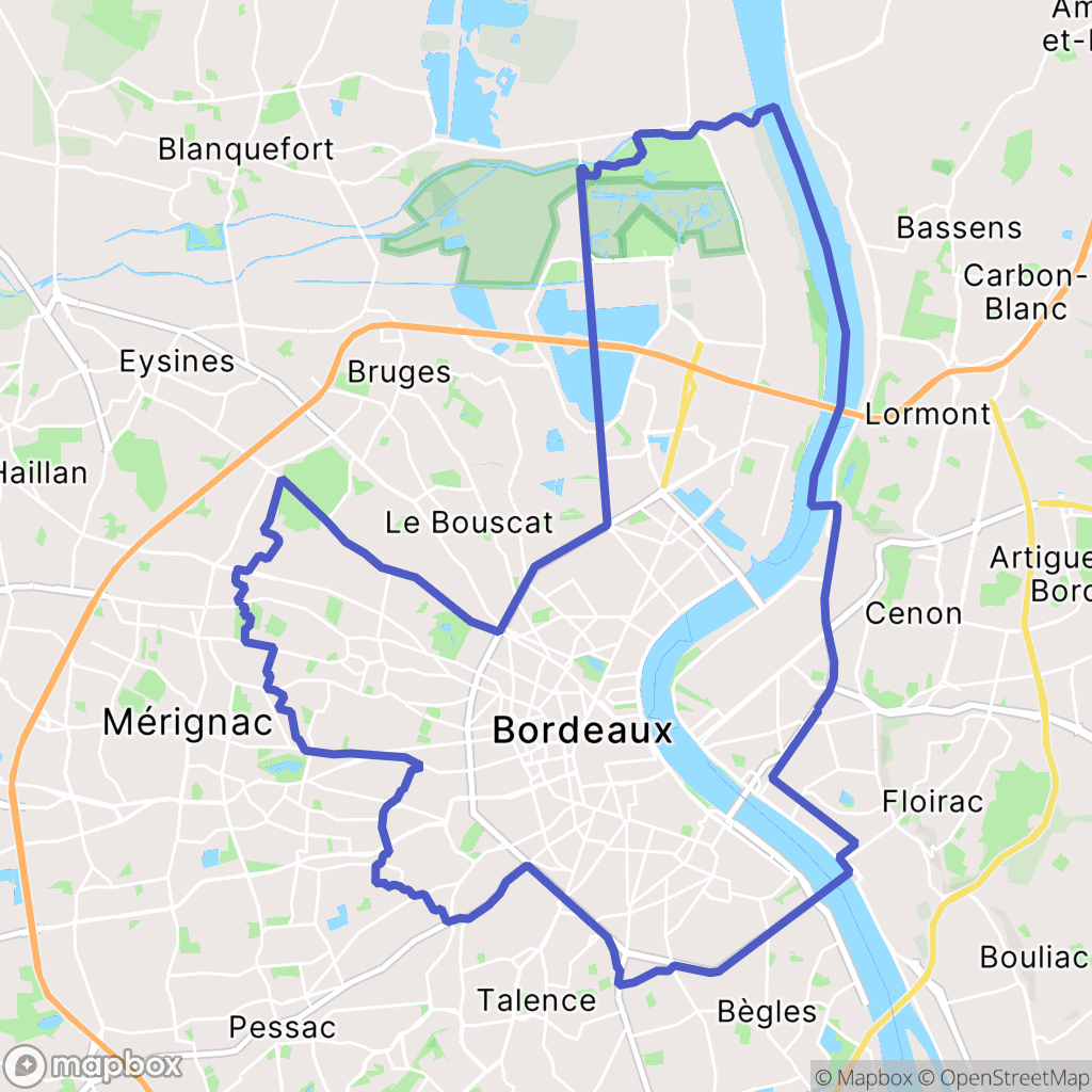 Carte de la zone de délimitation de balade-autour-de-bordeaux