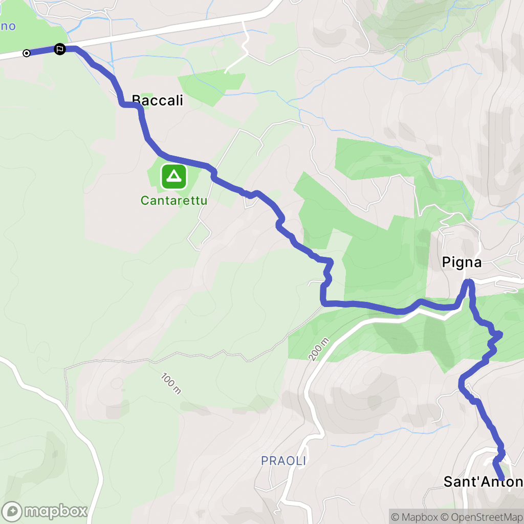 Aregno : carte du parcours de randonnée - France