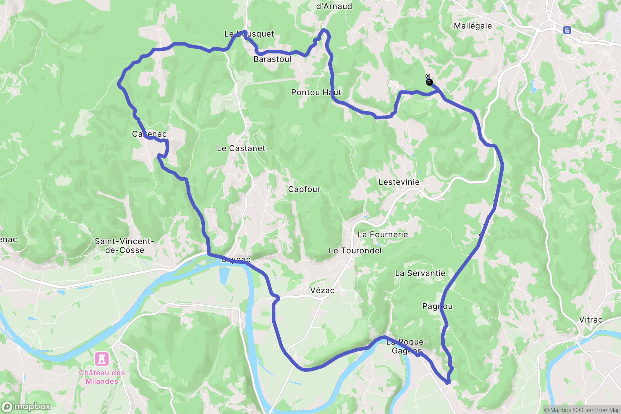 Sarlat-la-Canéda : carte du parcours de randonnée - France
