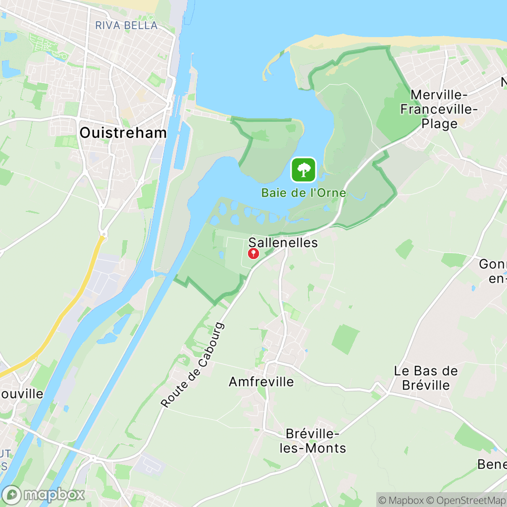Carte de la zone de délimitation de randonnee-baie-de-sallenelles-calvados