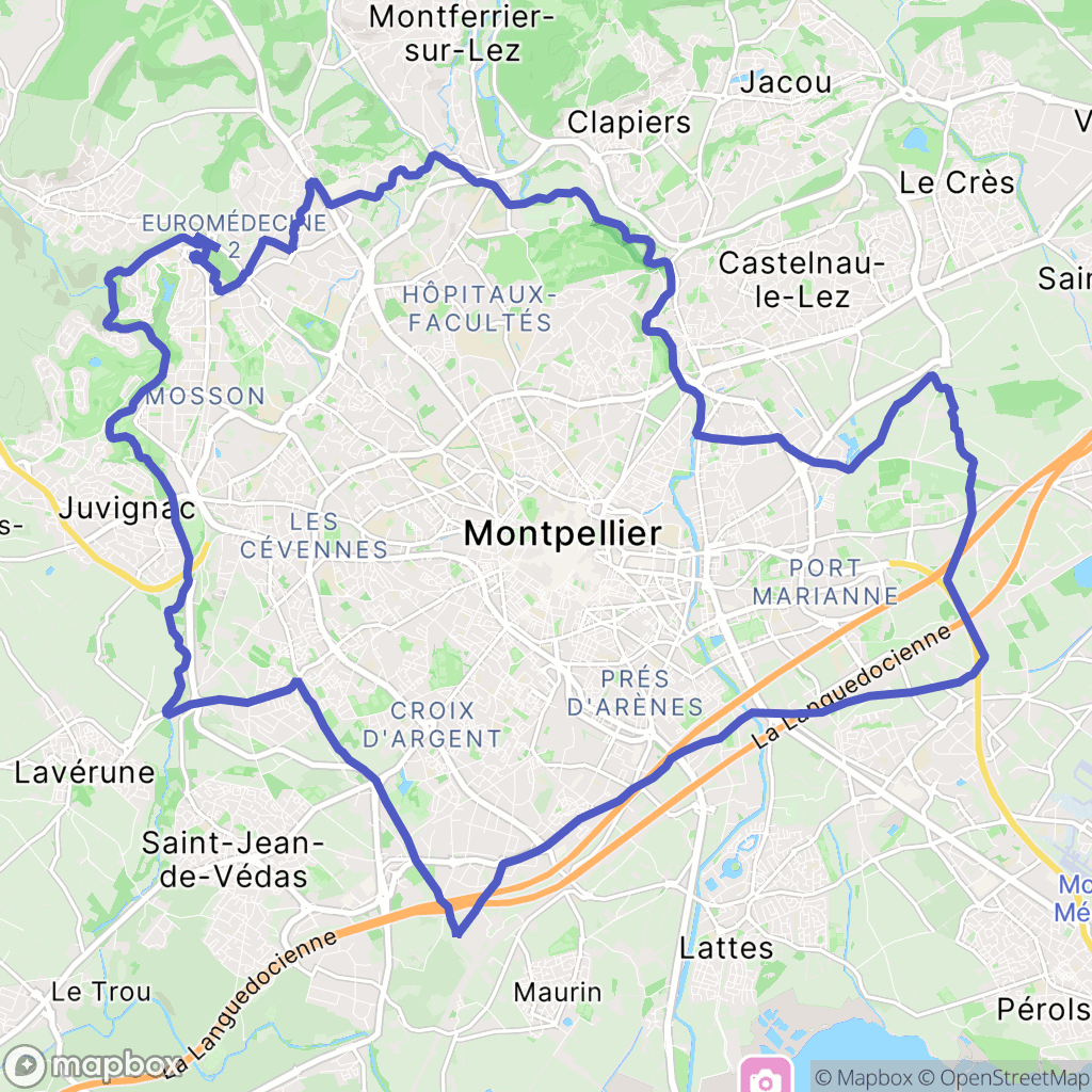 Carte de la zone de délimitation de randonnee-montpellier