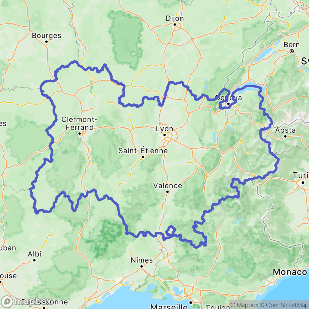 Auvergne-Rhône-Alpes : carte des parcours de randonnée - France