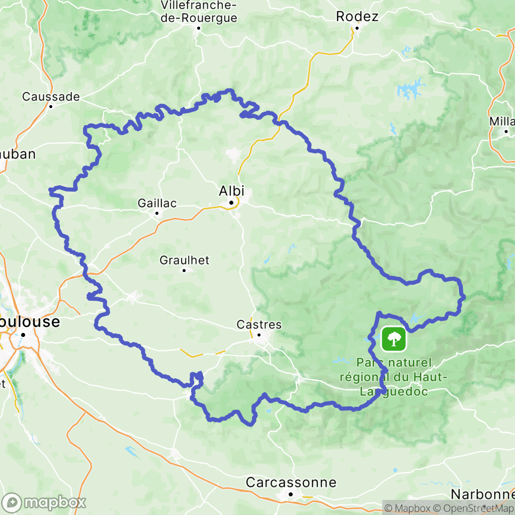 Tarn : carte des parcours de randonnée - France
