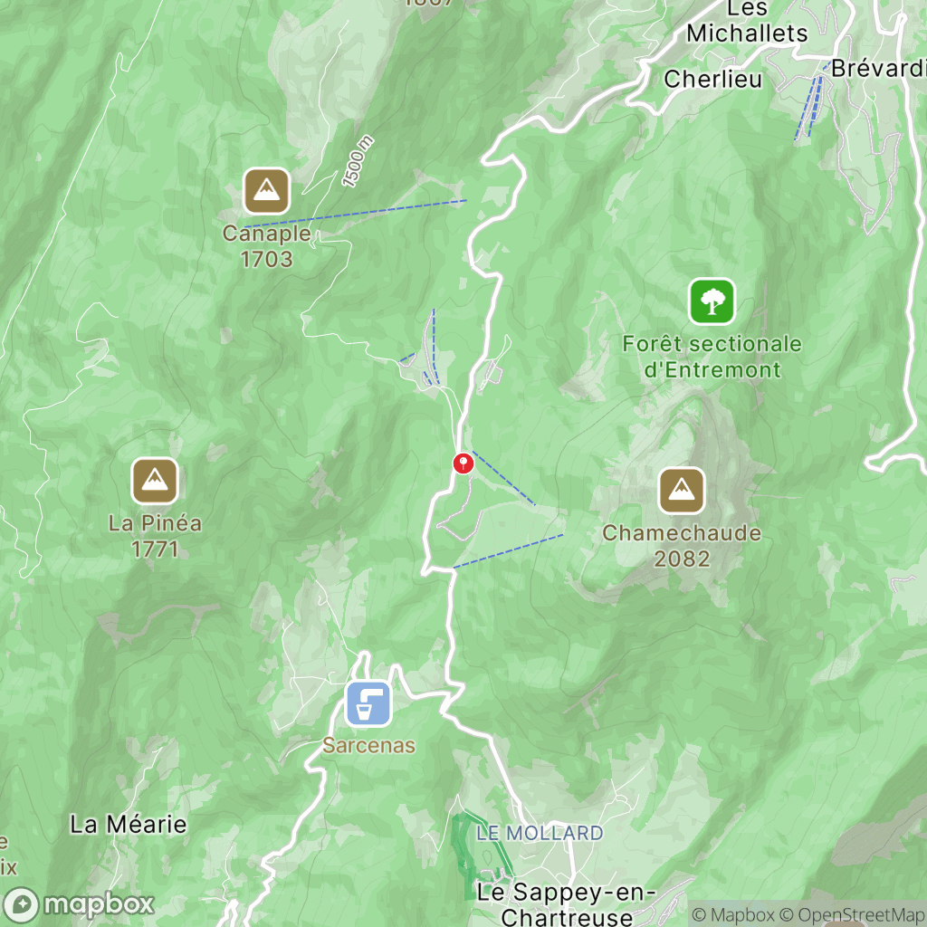 Carte de la zone de délimitation de randonnee-chamechaude-chartreuse