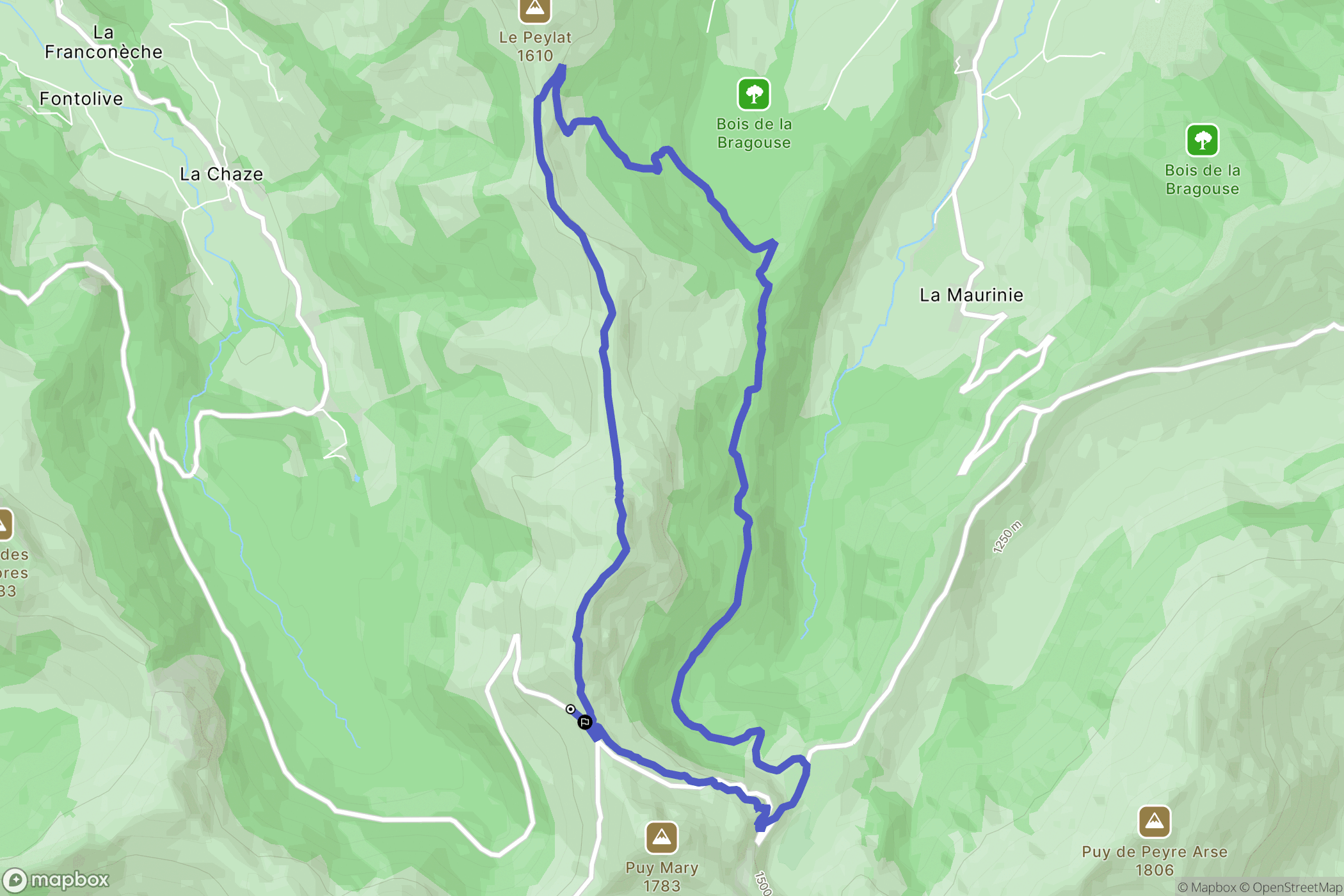 Le Falgoux : carte du parcours de randonnée - France