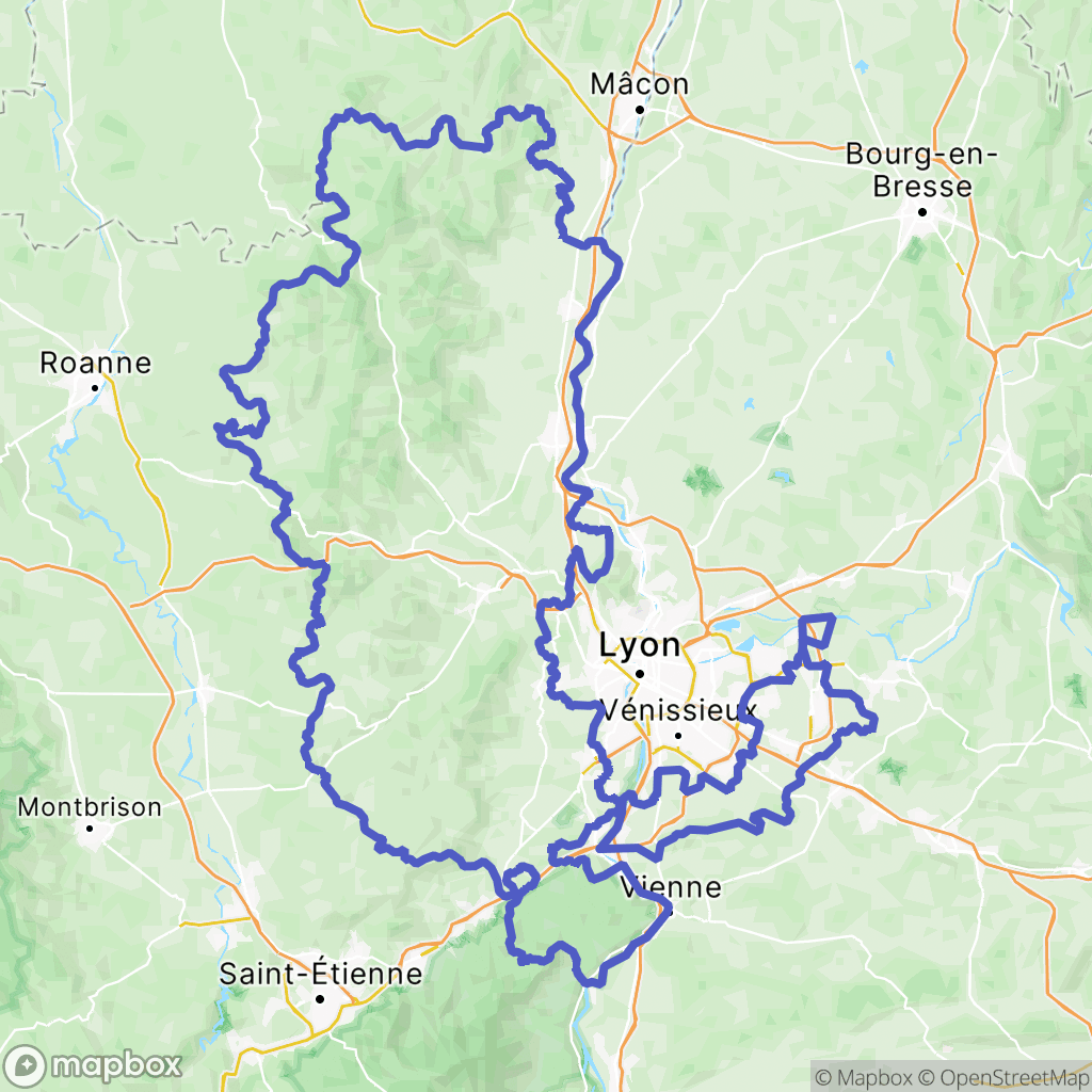 Rhône : carte des parcours de randonnée - France