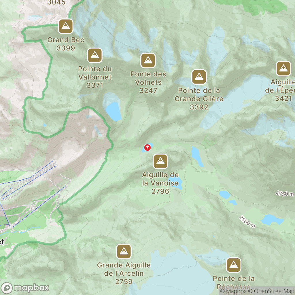 Carte de la zone de délimitation de randonnee-lac-des-vaches-vanoise-savoie