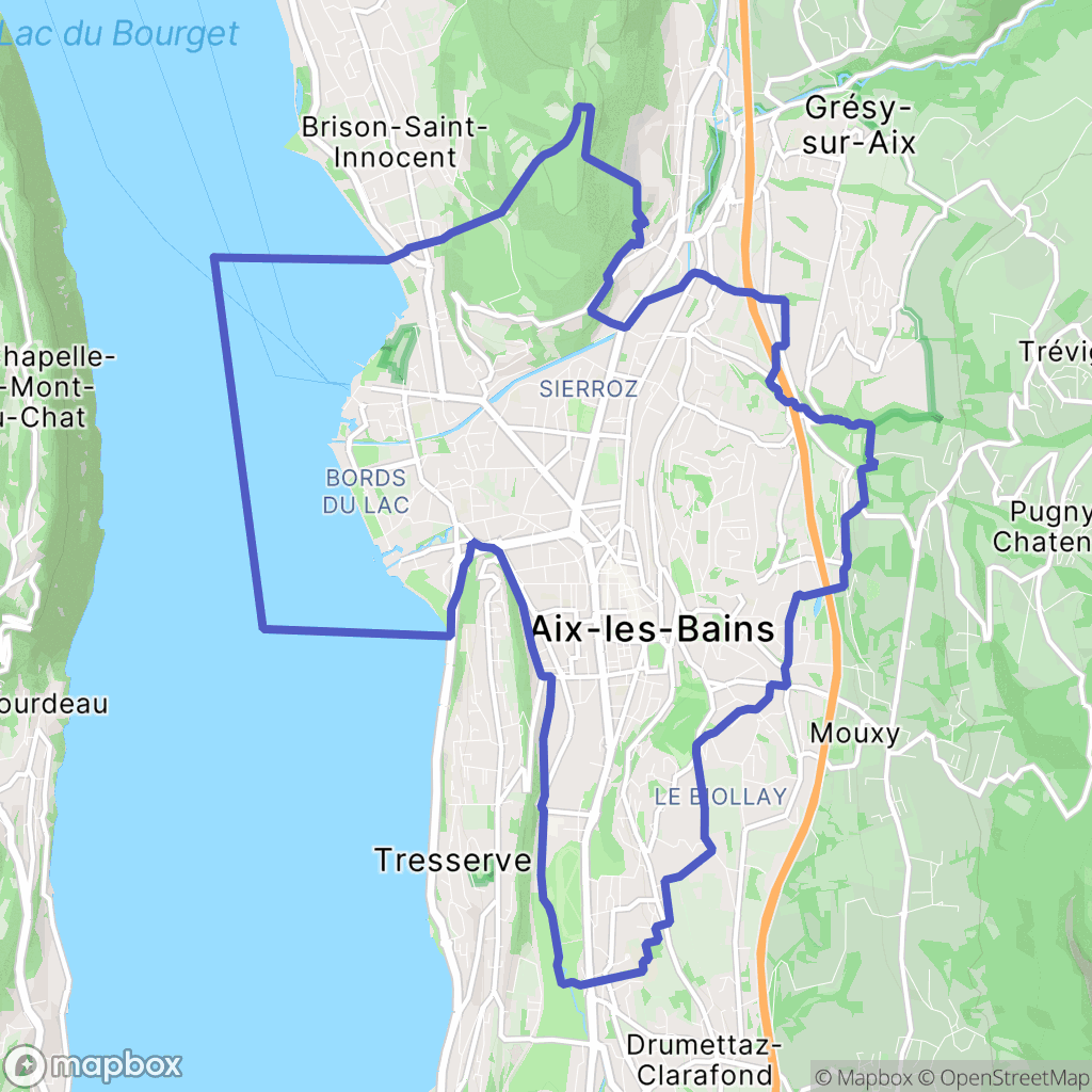 Carte de la zone de délimitation de aix-les-bains