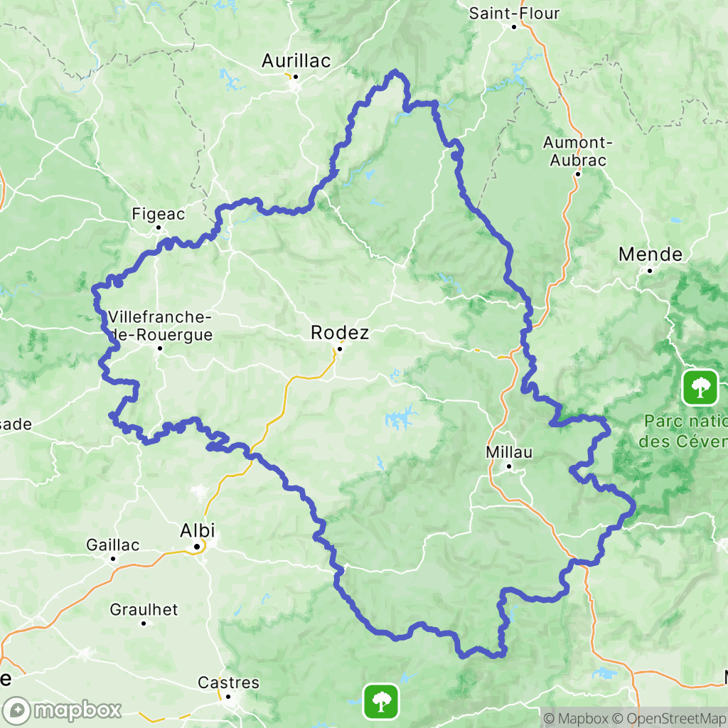 Carte de la zone de délimitation de aveyron