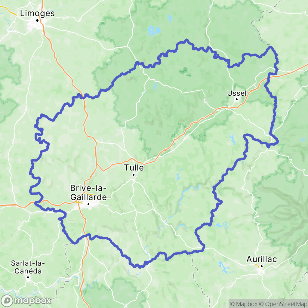 Corrèze : carte des parcours de randonnée - France