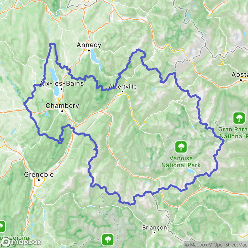 Carte de la zone de délimitation de randonnee-lacs-savoie