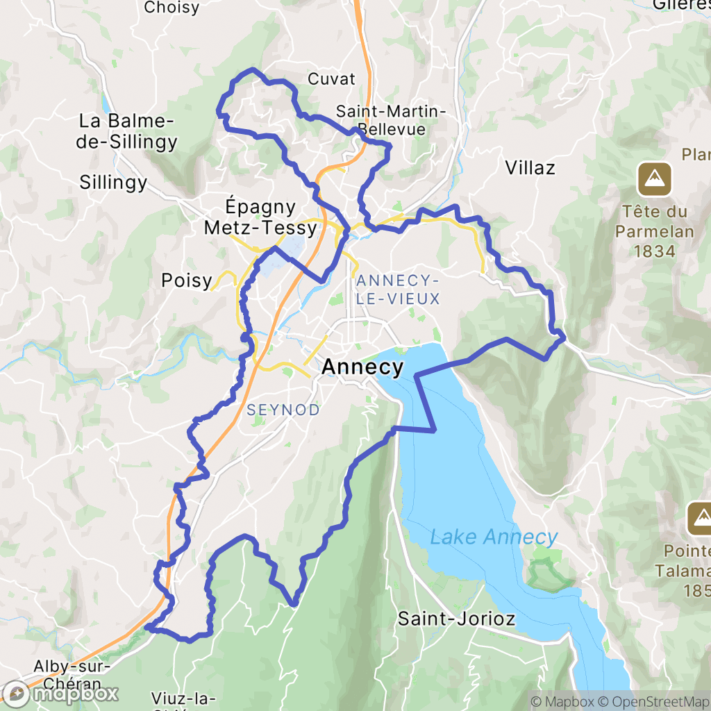 Carte de la zone de délimitation de randonnee-annecy