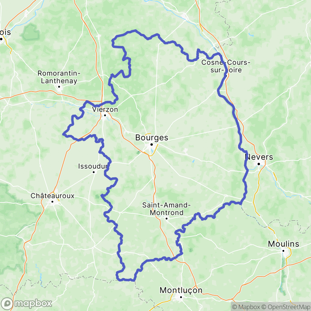 Cher : carte des parcours de randonnée - France