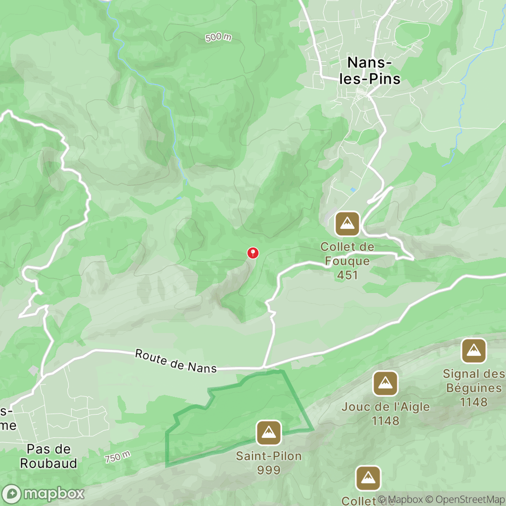 Carte de la zone de délimitation de randonnee-source-de-l-huveaune-les-vasques-pastel-de-nans-les-pins